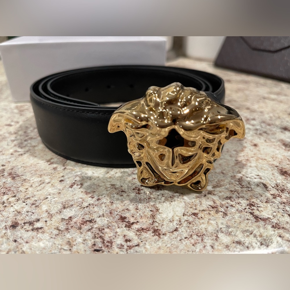 Versace Medusa belt black leather